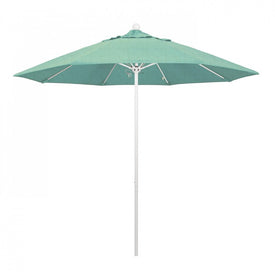Venture Series 9' Patio Umbrella with Matted White Aluminum Pole Fiberglass Ribs Push Lift and Sunbrella 1A Spectrum Mist Fabric