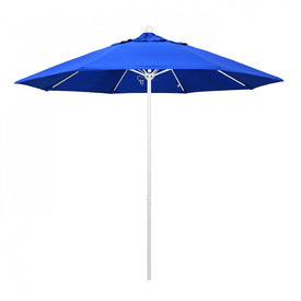 Venture Series 9' Patio Umbrella with Matted White Aluminum Pole Fiberglass Ribs Push Lift and Sunbrella 1A Pacific Blue Fabric