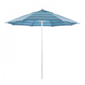 Venture Series 9' Patio Umbrella with Matted White Aluminum Pole Fiberglass Ribs Push Lift and Sunbrella 1A Dolce Oasis Fabric