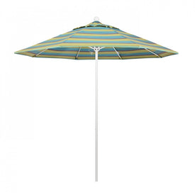 Venture Series 9' Patio Umbrella with Matted White Aluminum Pole Fiberglass Ribs Push Lift and Sunbrella 2A Astoria Lagoon Fabric