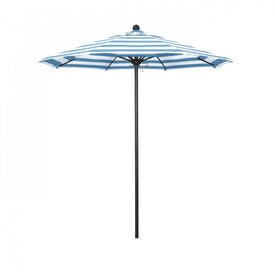Venture Series 7.5' Patio Umbrella with Stone Black Aluminum Pole Fiberglass Ribs Push Lift and Sunbrella 2A Cabana Regatta Fabric