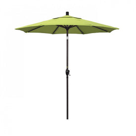 Pacific Trail Series 7.5' Patio Umbrella with Bronze Aluminum Pole and Ribs Push Button Tilt Crank Lift and Sunbrella 2A Parrot Fabric