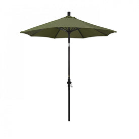 Sun Master Series 7.5' Patio Umbrella with Bronze Aluminum Pole Fiberglass Ribs Collar Tilt Crank Lift and Olefin Terrace Fern Fabric