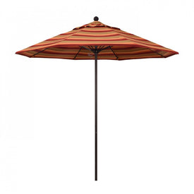 Venture Series 9' Patio Umbrella with Bronze Aluminum Pole Fiberglass Ribs Push Lift and Sunbrella 2A Astoria Sunset Fabric
