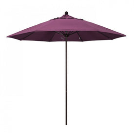 Venture Series 9' Patio Umbrella with Bronze Aluminum Pole Fiberglass Ribs Push Lift and Sunbrella 2A Iris Fabric