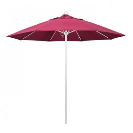 Venture Series 9' Patio Umbrella with Matted White Aluminum Pole Fiberglass Ribs Push Lift and Sunbrella 2A Hot Pink Fabric