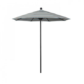 Venture Series 7.5' Patio Umbrella with Stone Black Aluminum Pole Fiberglass Ribs Push Lift and Sunbrella 1A Gateway Mist Fabric