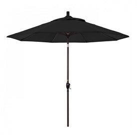 Pacific Trail Series 9' Patio Umbrella with Bronze Aluminum Pole and Ribs Push Button Tilt Crank Lift and Sunbrella 1A Black Fabric