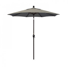 Pacific Trail Series 7.5' Patio Umbrella with Bronze Aluminum Pole and Ribs Push Button Tilt Crank Lift and Sunbrella 1A Spectrum Dove Fabric