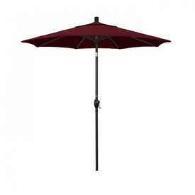 Pacific Trail Series 7.5' Patio Umbrella with Bronze Aluminum Pole and Ribs Push Button Tilt Crank Lift and Sunbrella 1A Spectrum Ruby Fabric