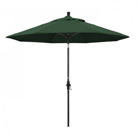 Sun Master Series 9' Patio Umbrella with Bronze Aluminum Pole Fiberglass Ribs Collar Tilt Crank Lift and Olefin Hunter Green Fabric