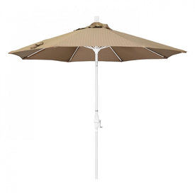 Sun Master Series 9' Patio Umbrella with Matted White Aluminum Pole Fiberglass Ribs Collar Tilt Crank Lift and Olefin Terrace Sequoia Fabric