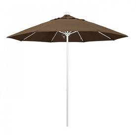 Venture Series 9' Patio Umbrella with Matted White Aluminum Pole Fiberglass Ribs Push Lift and Sunbrella 1A Cocoa Fabric