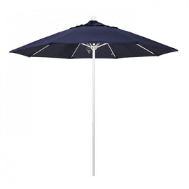 Venture Series 9' Patio Umbrella with Matted White Aluminum Pole Fiberglass Ribs Push Lift and Sunbrella 1A Navy Fabric