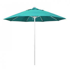 Venture Series 9' Patio Umbrella with Matted White Aluminum Pole Fiberglass Ribs Push Lift and Sunbrella 1A Aruba Fabric