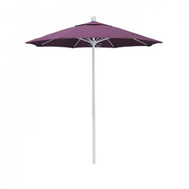 Venture Series 7.5' Patio Umbrella with Matted White Aluminum Pole Fiberglass Ribs Push Lift and Sunbrella 2A Iris Fabric