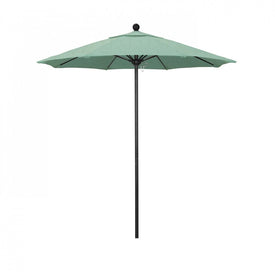 Venture Series 7.5' Patio Umbrella with Stone Black Aluminum Pole Fiberglass Ribs Push Lift and Sunbrella 1A Spectrum Mist Fabric