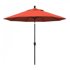 Pacific Trail Series 9' Patio Umbrella with Stone Black Aluminum Pole and Ribs Push Button Tilt Crank Lift and Olefin Sunset Fabric