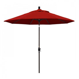 Pacific Trail Series 9' Patio Umbrella with Bronze Aluminum Pole and Ribs Push Button Tilt Crank Lift and Sunbrella 2A Jockey Red Fabric