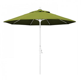 Sun Master Series 9' Patio Umbrella with Matted White Aluminum Pole Fiberglass Ribs Collar Tilt Crank Lift and Olefin Kiwi Fabric