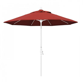 Sun Master Series 9' Patio Umbrella with Matted White Aluminum Pole Fiberglass Ribs Collar Tilt Crank Lift and Olefin Red Fabric