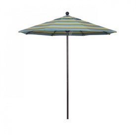 Venture Series 7.5' Patio Umbrella with Bronze Aluminum Pole Fiberglass Ribs Push Lift and Sunbrella 2A Astoria Lagoon Fabric