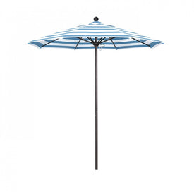 Venture Series 7.5' Patio Umbrella with Bronze Aluminum Pole Fiberglass Ribs Push Lift and Sunbrella 2A Cabana Regatta Fabric