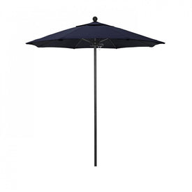 Venture Series 7.5' Patio Umbrella with Stone Black Aluminum Pole Fiberglass Ribs Push Lift and Sunbrella 1A Navy Fabric