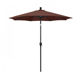 Pacific Trail Series 7.5' Patio Umbrella with Stone Black Aluminum Pole and Ribs Push Button Tilt Crank Lift and Olefin Terrace Adobe Fabric