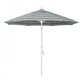 Sun Master Series 9' Patio Umbrella with Matted White Aluminum Pole Fiberglass Ribs Collar Tilt Crank Lift and Sunbrella 1A Gateway Mist Fabric