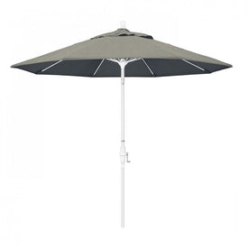 Sun Master Series 9' Patio Umbrella with Matted White Aluminum Pole Fiberglass Ribs Collar Tilt Crank Lift and Sunbrella 1A Spectrum Dove Fabric