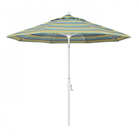 Sun Master Series 9' Patio Umbrella with Matted White Aluminum Pole Fiberglass Ribs Collar Tilt Crank Lift and Sunbrella 2A Astoria Lagoon Fabric