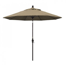 Sun Master Series 9' Patio Umbrella with Bronze Aluminum Pole Fiberglass Ribs Collar Tilt Crank Lift and Sunbrella 1A Heather Beige Fabric