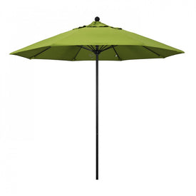Venture Series 9' Patio Umbrella with Stone Black Aluminum Pole Fiberglass Ribs Push Lift and Sunbrella 2A Macaw Fabric