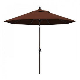 Pacific Trail Series 9' Patio Umbrella with Bronze Aluminum Pole and Ribs Push Button Tilt Crank Lift and Sunbrella 2A Bay Brown Fabric