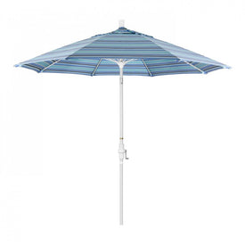 Sun Master Series 9' Patio Umbrella with Matted White Aluminum Pole Fiberglass Ribs Collar Tilt Crank Lift and Sunbrella 1A Dolce Oasis Fabric
