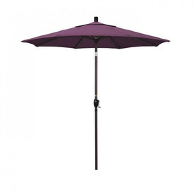 Pacific Trail Series 7.5' Patio Umbrella with Bronze Aluminum Pole and Ribs Push Button Tilt Crank Lift and Sunbrella 2A Iris Fabric