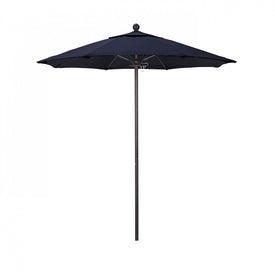 Venture Series 7.5' Patio Umbrella with Bronze Aluminum Pole Fiberglass Ribs Push Lift and Sunbrella 1A Navy Fabric
