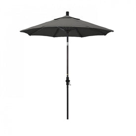 Sun Master Series 7.5' Patio Umbrella with Bronze Aluminum Pole Fiberglass Ribs Collar Tilt Crank Lift and Sunbrella 1A Charcoal Fabric