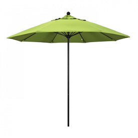 Venture Series 9' Patio Umbrella with Stone Black Aluminum Pole Fiberglass Ribs Push Lift and Sunbrella 2A Parrot Fabric