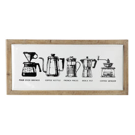 Black and White Vintage Coffee Sign Wood Wall Decor
