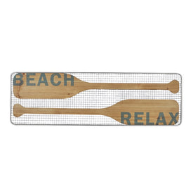 40" x 12.5" Oar and Wire Grid Wall Decor