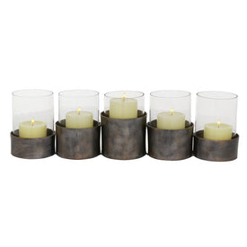22.5" x 4.66" x 6.25" Black Iron Modern Five-Cup Candle Holders 6x23x5