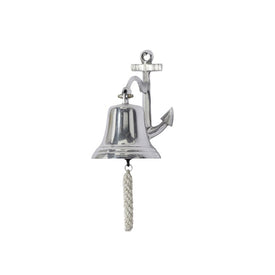 Wall-Mounted Silver Aluminum Outdoor Nautical Bell with Rope Pull