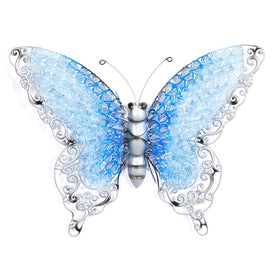21" x 16" Silver Metal Butterfly Outdoor Wall Decor