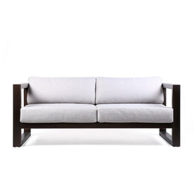 Paradise Outdoor Dark Eucalyptus Wood Sofa with Gray Cushions