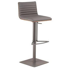 Cafe Adjustable Gray Metal Bar Stool