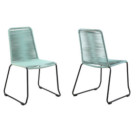 Shasta Outdoor Metal and Rope Stackable Dining Chairs Set of 2