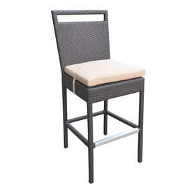 Tropez Outdoor Patio Wicker Bar Stool with Water-Resistant Fabric Cushions