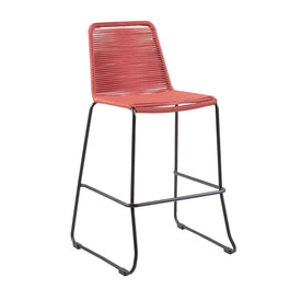 Shasta 26" Outdoor Metal and Rope Stackable Bar Stool